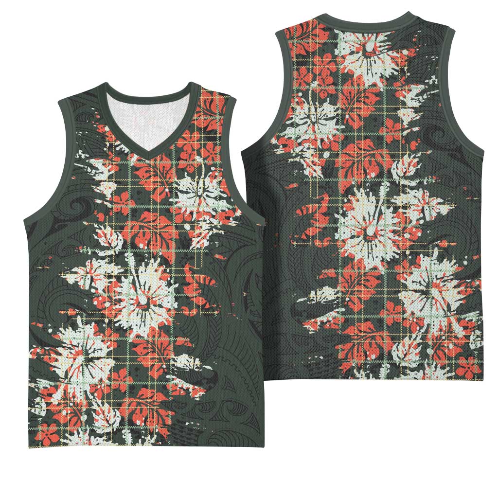 Hawaii Tartan With Hibiscus Basketball Jersey Polynesian Pattern Vintage LT9 - Polynesian Pride