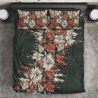 Hawaii Tartan With Hibiscus Bedding Set Polynesian Pattern Vintage LT9 Dark Green - Polynesian Pride