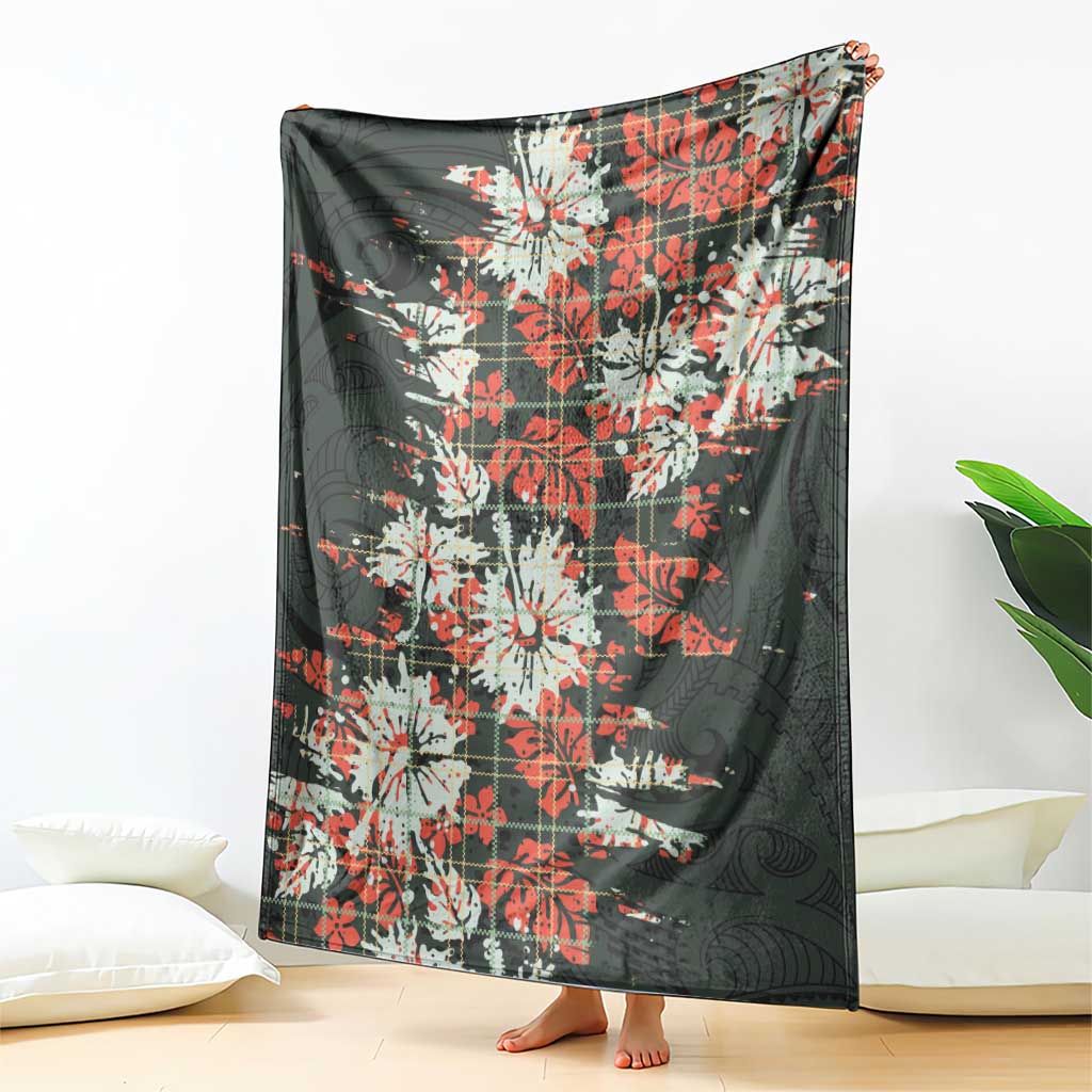 Hawaii Tartan With Hibiscus Blanket Polynesian Pattern Vintage LT9 - Polynesian Pride