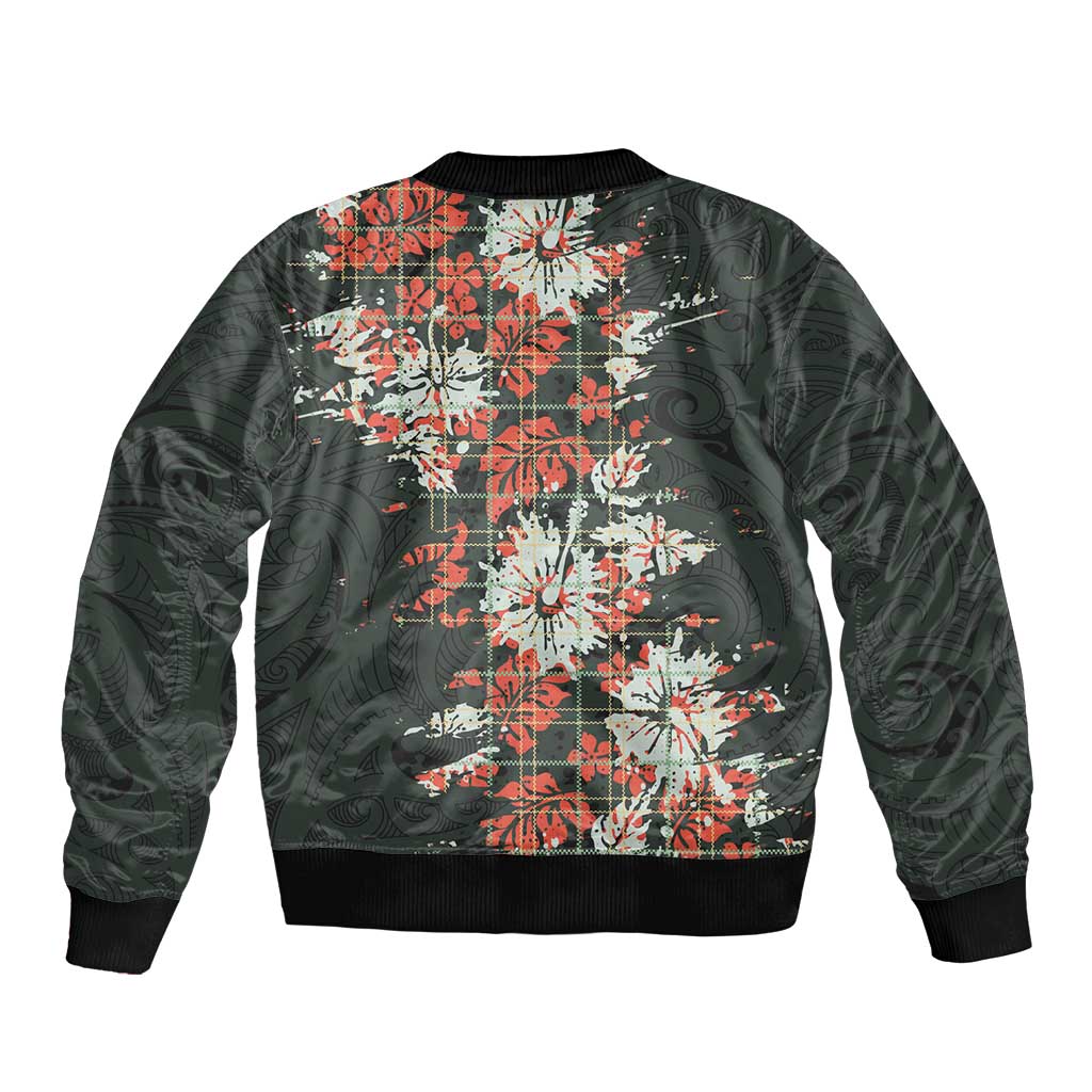 Hawaii Tartan With Hibiscus Bomber Jacket Polynesian Pattern Vintage LT9 - Polynesian Pride
