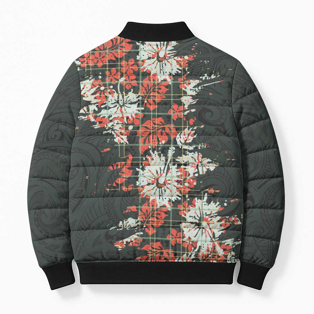 Hawaii Tartan With Hibiscus Bomber Puffer Jacket Polynesian Pattern Vintage LT9 - Polynesian Pride