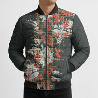 Hawaii Tartan With Hibiscus Bomber Puffer Jacket Polynesian Pattern Vintage LT9 - Polynesian Pride