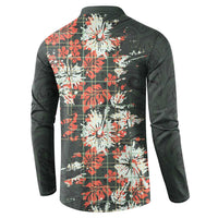 Hawaii Tartan With Hibiscus Button Sweatshirt Polynesian Pattern Vintage LT9 - Polynesian Pride