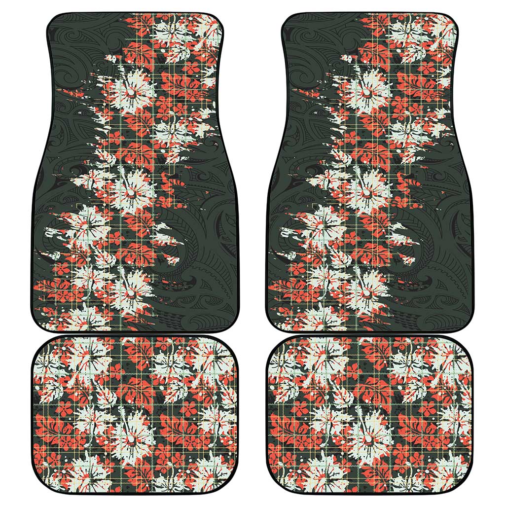 Hawaii Tartan With Hibiscus Car Mats Polynesian Pattern Vintage LT9 - Polynesian Pride
