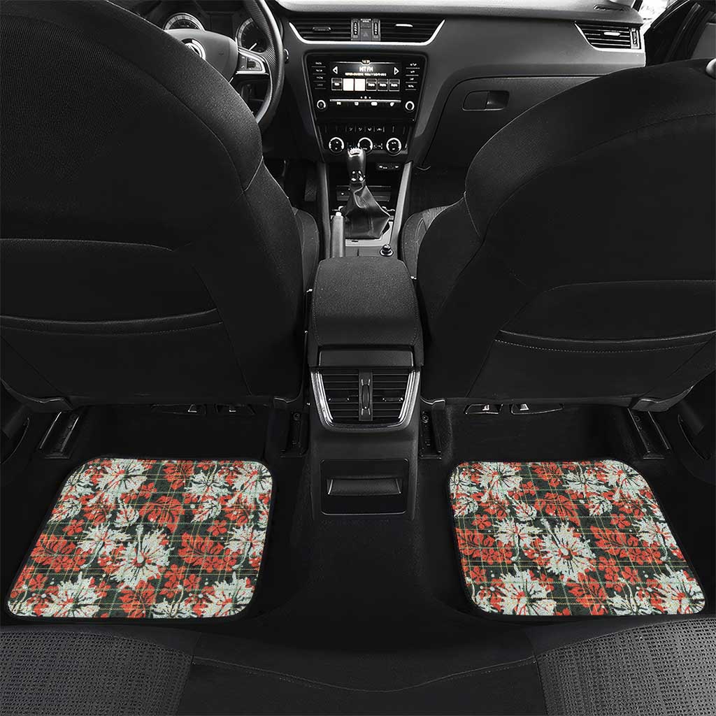 Hawaii Tartan With Hibiscus Car Mats Polynesian Pattern Vintage LT9 Set 2pcs - Back Dark Green - Polynesian Pride