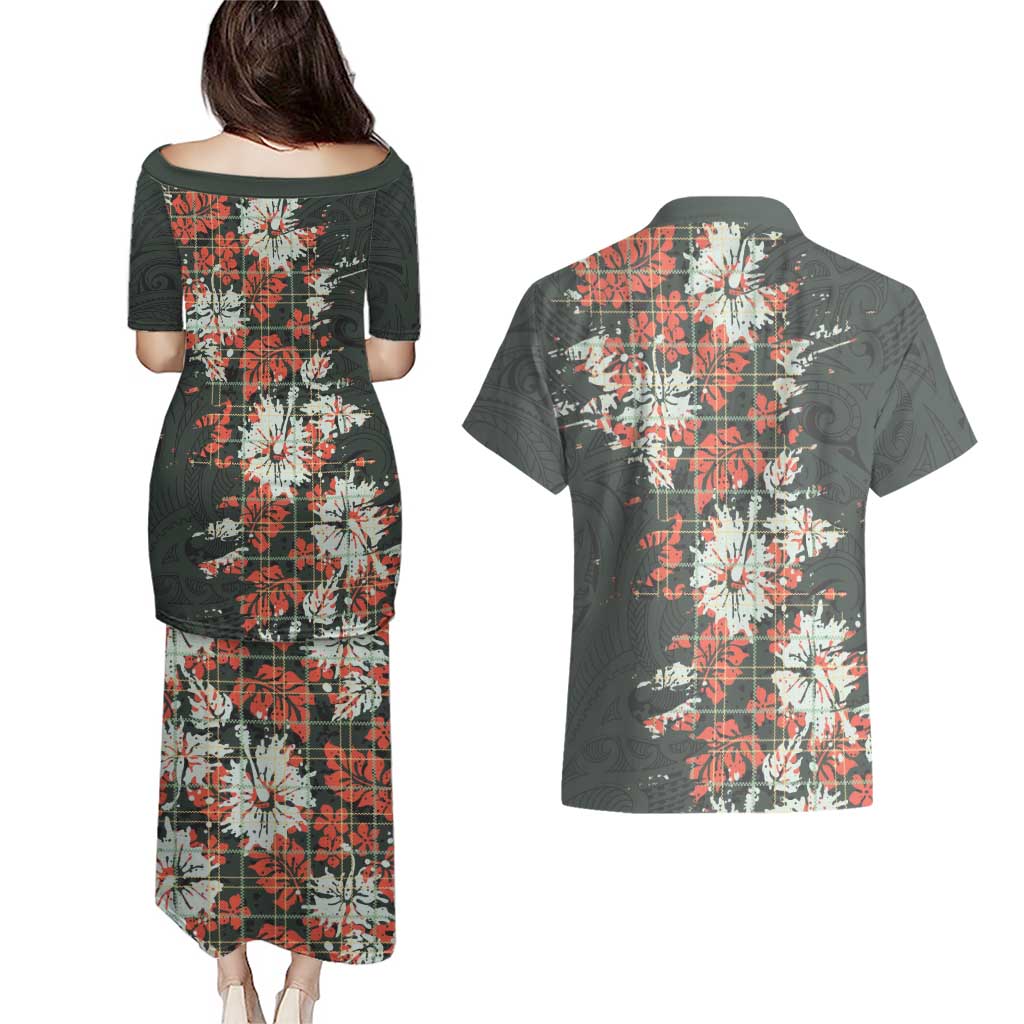 Hawaii Tartan With Hibiscus Couples Matching Puletasi and Hawaiian Shirt Polynesian Pattern Vintage LT9 - Polynesian Pride