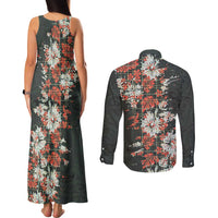 Hawaii Tartan With Hibiscus Couples Matching Tank Maxi Dress and Long Sleeve Button Shirt Polynesian Pattern Vintage LT9 - Polynesian Pride