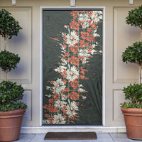 Hawaii Tartan With Hibiscus Door Cover Polynesian Pattern Vintage LT9 Dark Green - Polynesian Pride