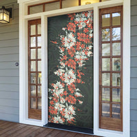 Hawaii Tartan With Hibiscus Door Cover Polynesian Pattern Vintage LT9 - Polynesian Pride