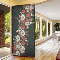 Hawaii Tartan With Hibiscus Door Cover Polynesian Pattern Vintage LT9 - Polynesian Pride