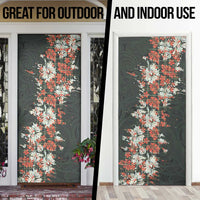 Hawaii Tartan With Hibiscus Door Cover Polynesian Pattern Vintage LT9 - Polynesian Pride
