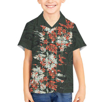 Hawaii Tartan With Hibiscus Family Matching Mermaid Dress and Hawaiian Shirt Polynesian Pattern Vintage