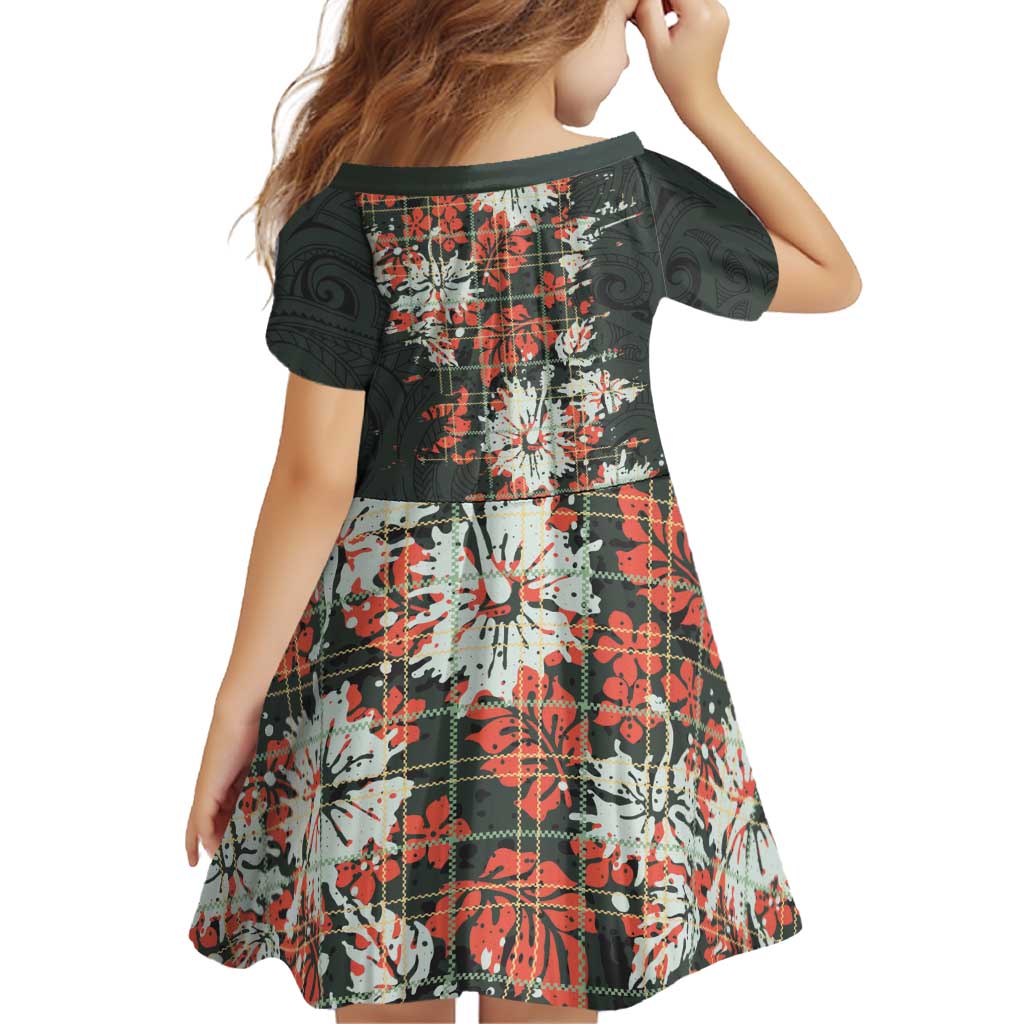 Hawaii Tartan With Hibiscus Family Matching Off The Shoulder Long Sleeve Dress and Hawaiian Shirt Polynesian Pattern Vintage