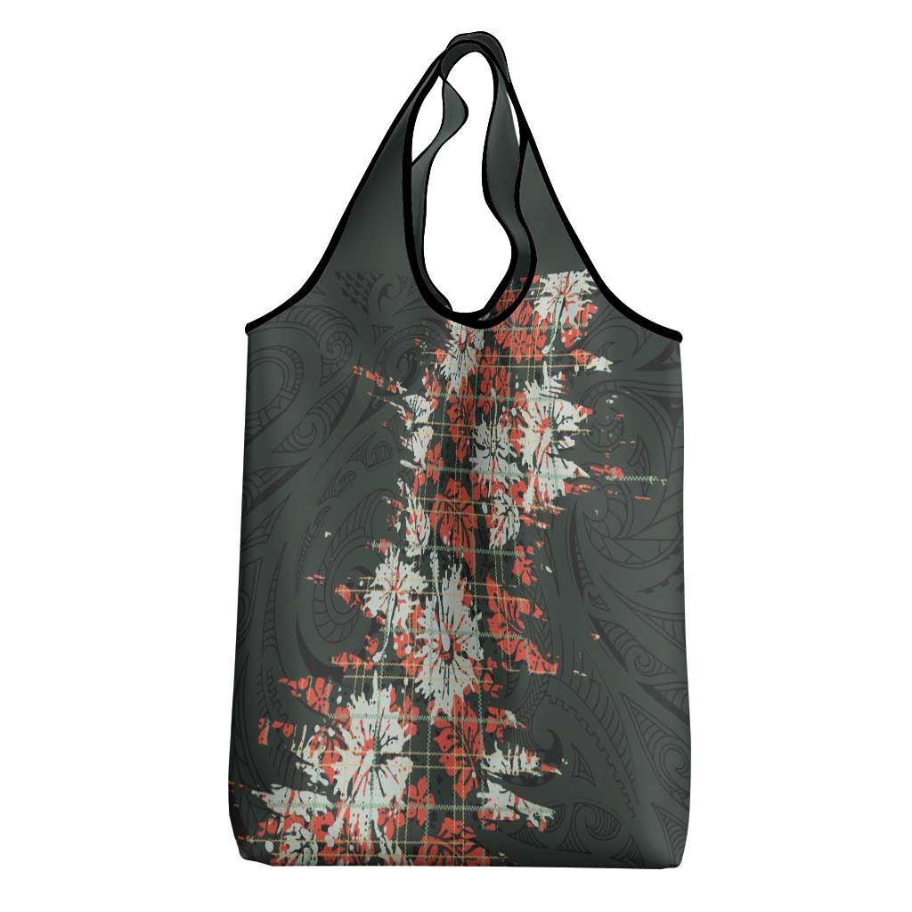 Hawaii Tartan With Hibiscus Grocery Bag Polynesian Pattern Vintage LT9 - Polynesian Pride