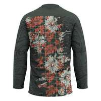 Hawaii Tartan With Hibiscus Hockey Jersey Polynesian Pattern Vintage