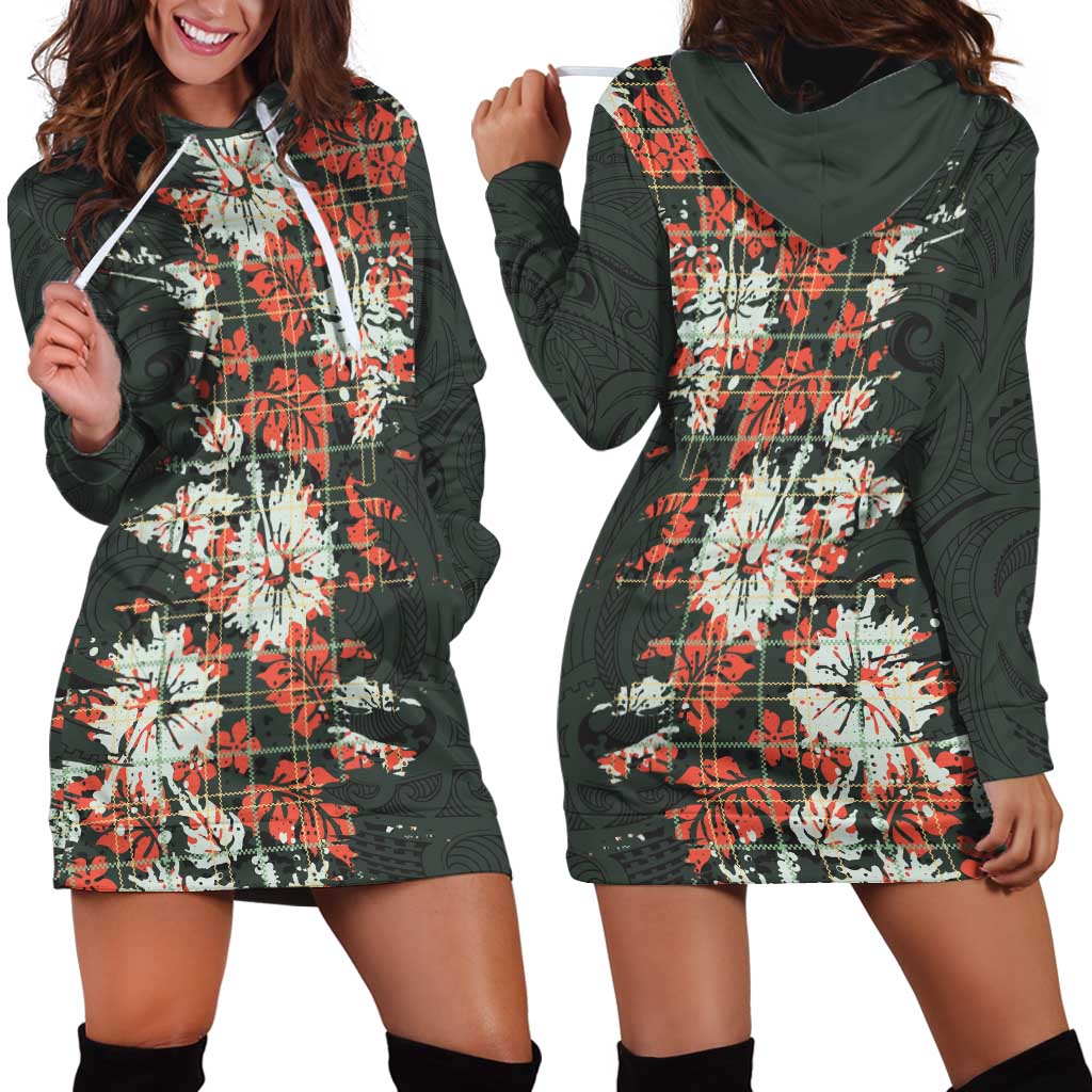 Hawaii Tartan With Hibiscus Hoodie Dress Polynesian Pattern Vintage LT9 - Polynesian Pride