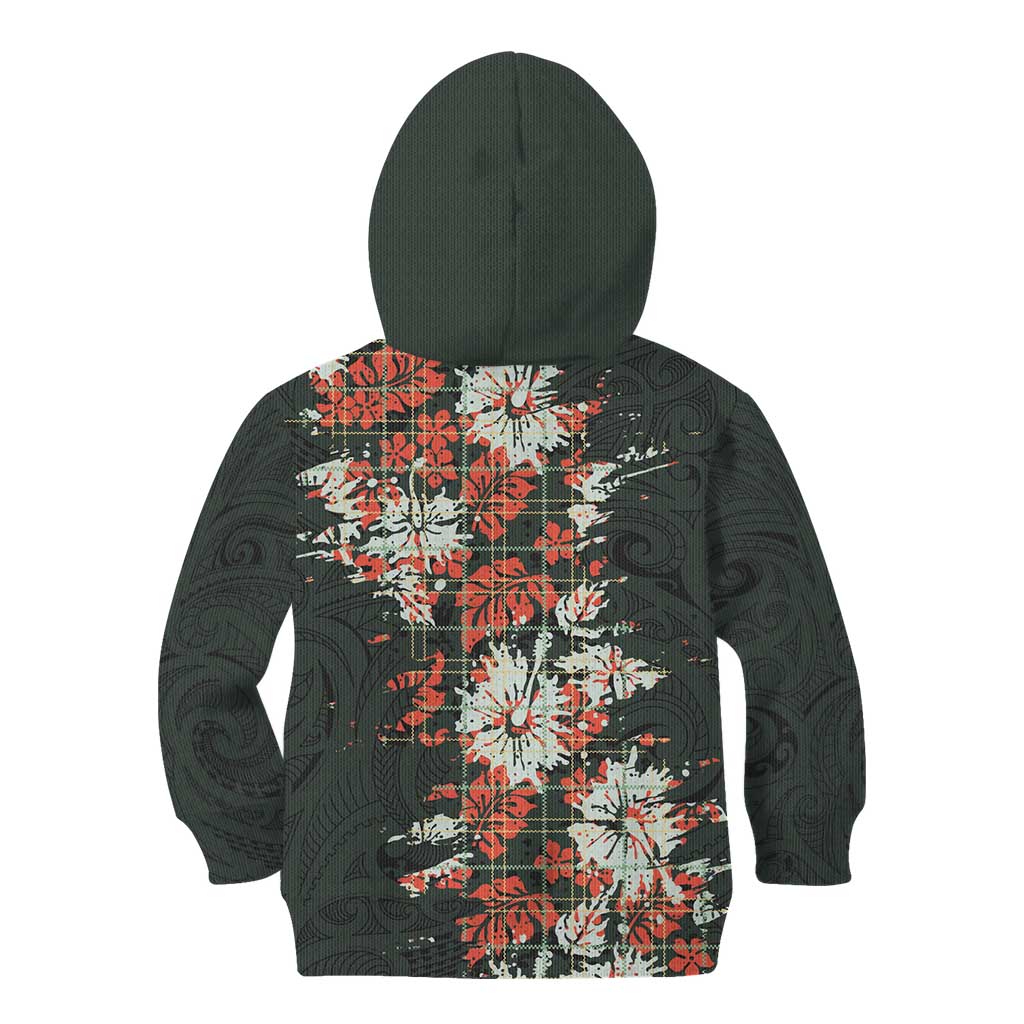 Hawaii Tartan With Hibiscus Kid Hoodie Polynesian Pattern Vintage LT9 - Polynesian Pride