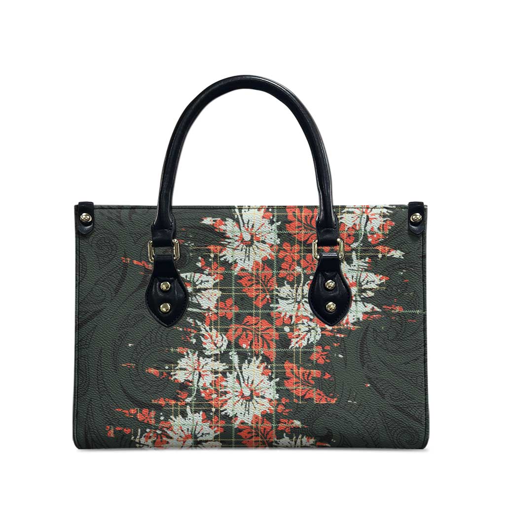 Hawaii Tartan With Hibiscus Leather Bag Polynesian Pattern Vintage LT9 - Polynesian Pride