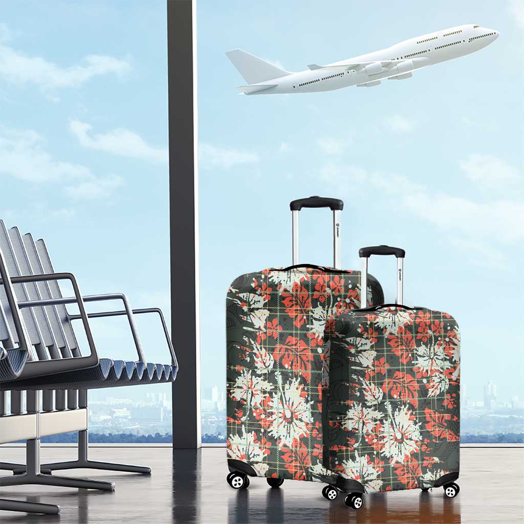 Hawaii Tartan With Hibiscus Luggage Cover Polynesian Pattern Vintage LT9 - Polynesian Pride