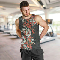 Hawaii Tartan With Hibiscus Men Tank Top Polynesian Pattern Vintage LT9 Dark Green - Polynesian Pride