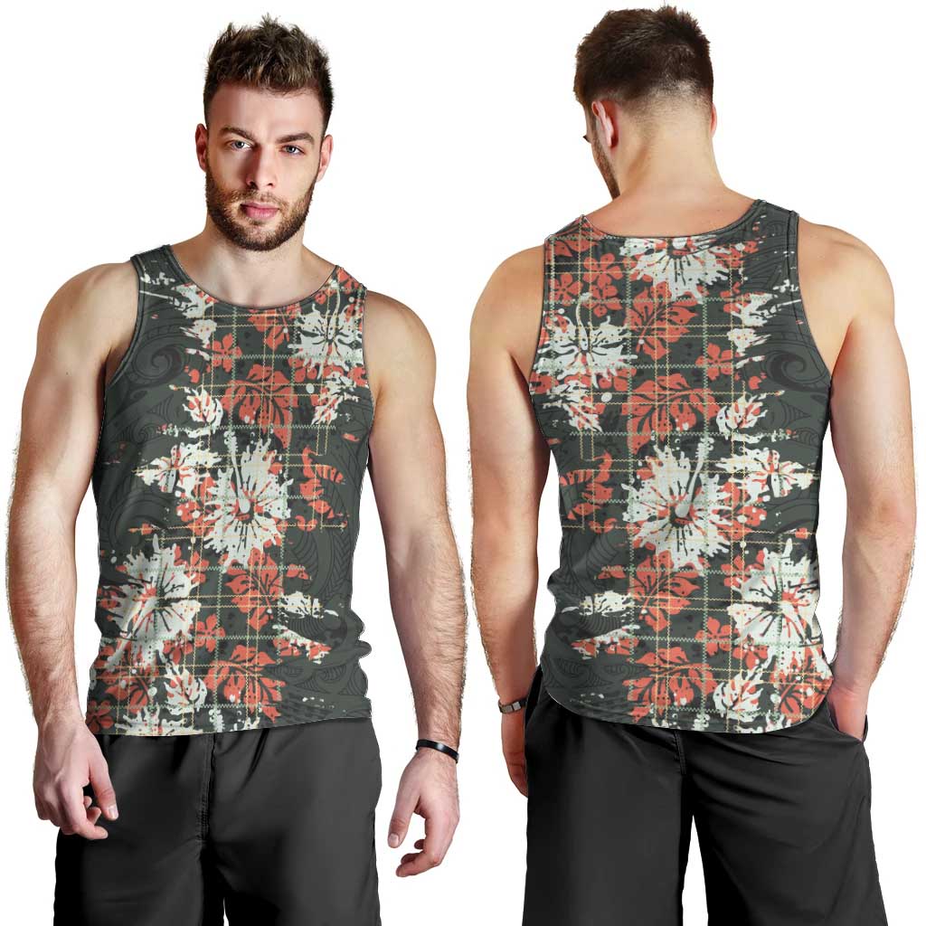 Hawaii Tartan With Hibiscus Men Tank Top Polynesian Pattern Vintage LT9 - Polynesian Pride