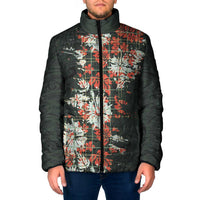 Hawaii Tartan With Hibiscus Padded Jacket Polynesian Pattern Vintage LT9 Men Dark Green - Polynesian Pride
