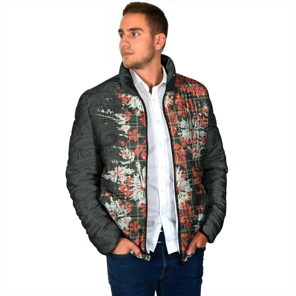 Hawaii Tartan With Hibiscus Padded Jacket Polynesian Pattern Vintage LT9 - Polynesian Pride