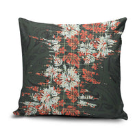 Hawaii Tartan With Hibiscus Pillow Cover Polynesian Pattern Vintage LT9 Dark Green - Polynesian Pride