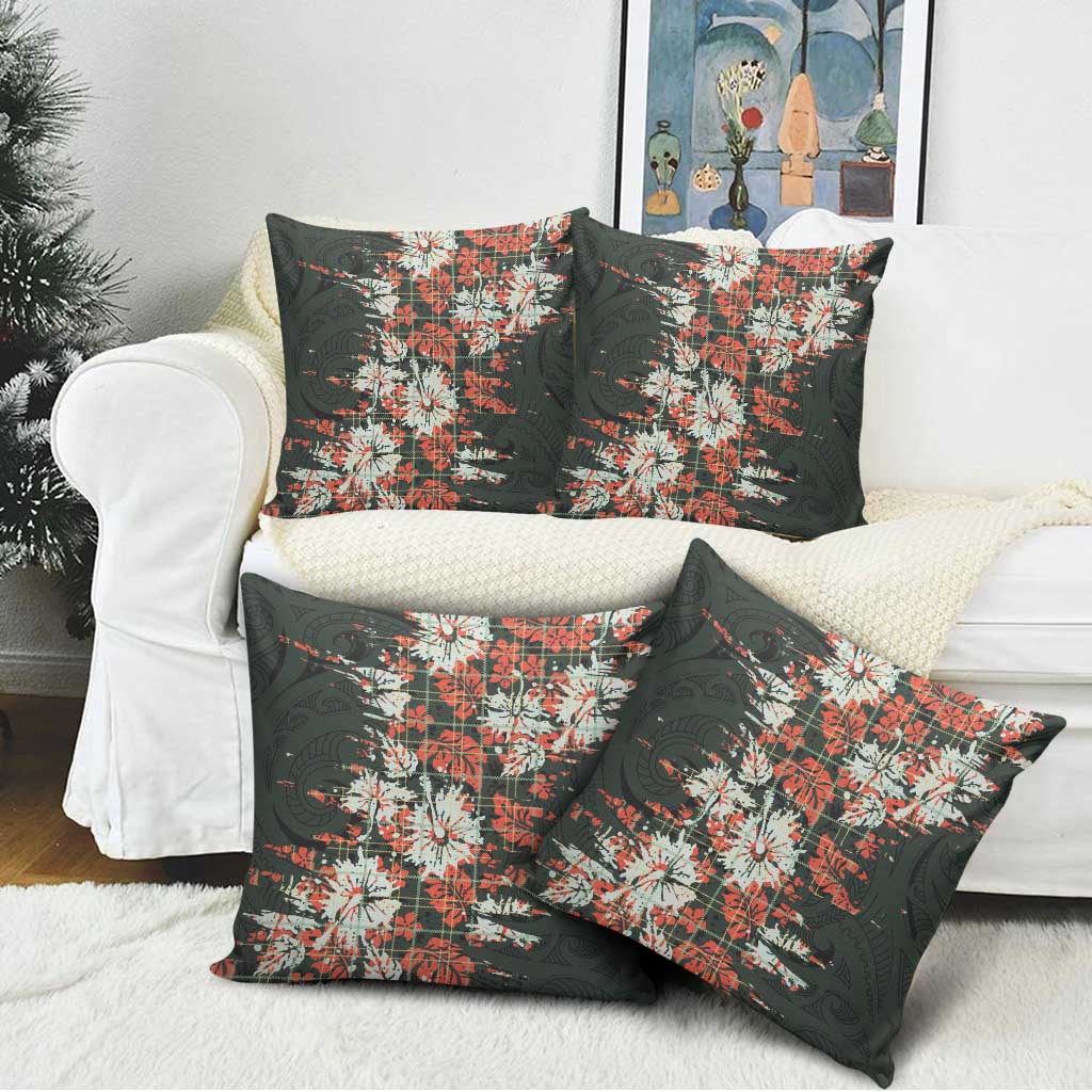 Hawaii Tartan With Hibiscus Pillow Cover Polynesian Pattern Vintage LT9 - Polynesian Pride