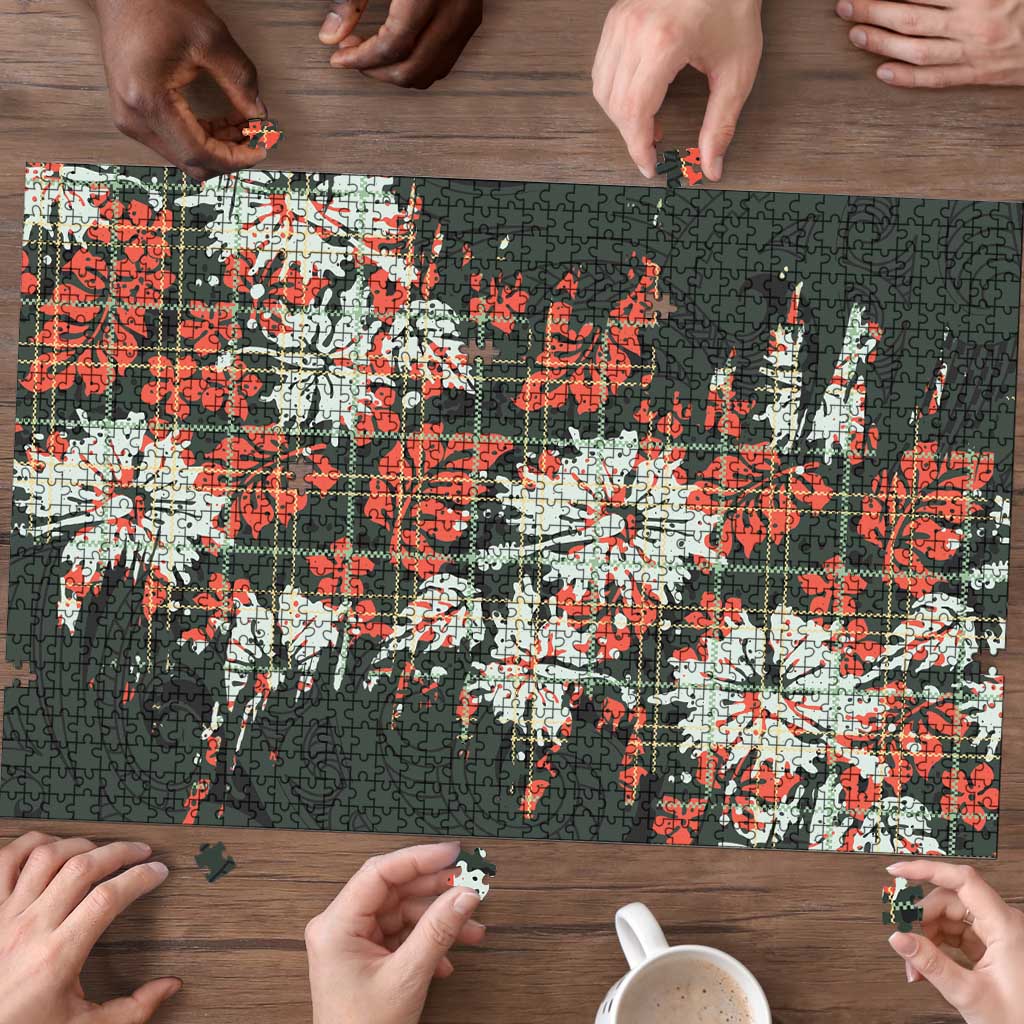 Hawaii Tartan With Hibiscus Puzzle Polynesian Pattern Vintage LT9 - Polynesian Pride