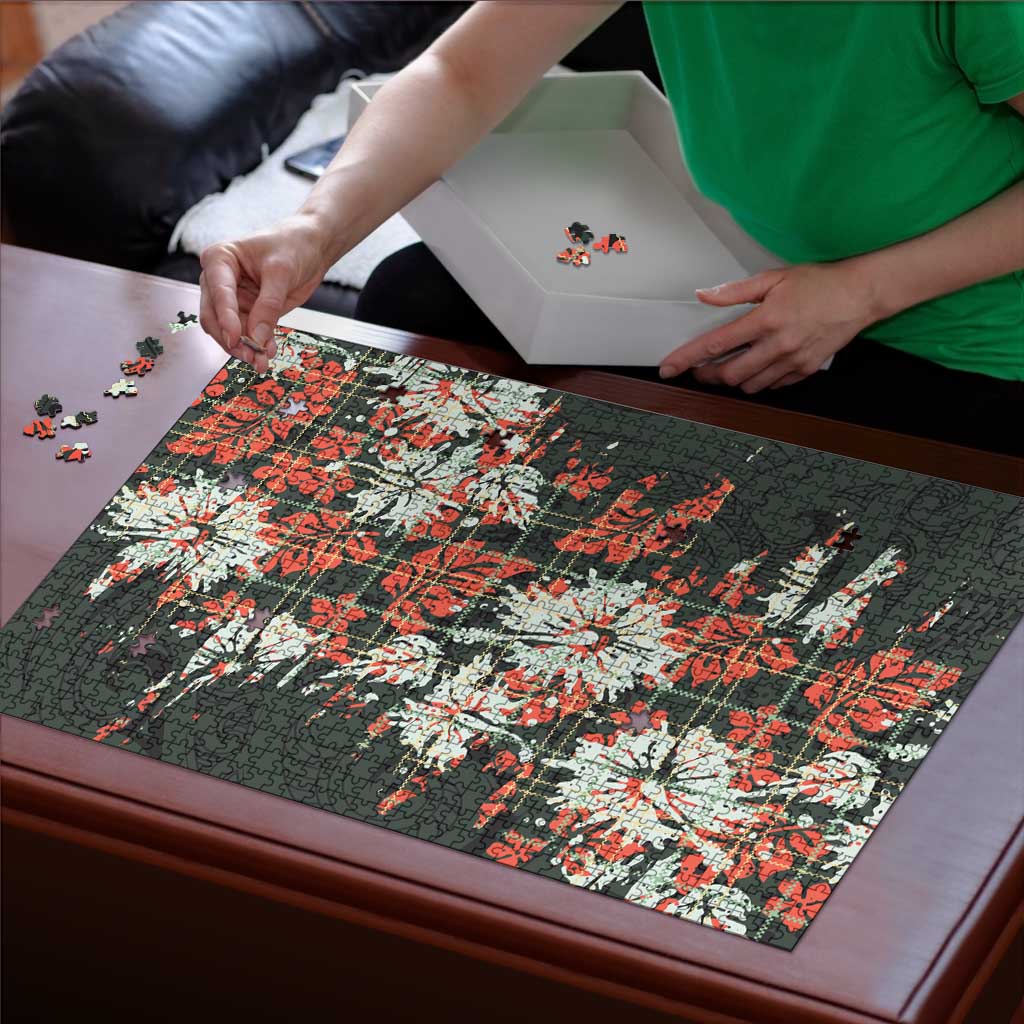 Hawaii Tartan With Hibiscus Puzzle Polynesian Pattern Vintage LT9 - Polynesian Pride