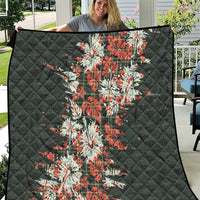 Hawaii Tartan With Hibiscus Quilt Polynesian Pattern Vintage LT9 Dark Green - Polynesian Pride