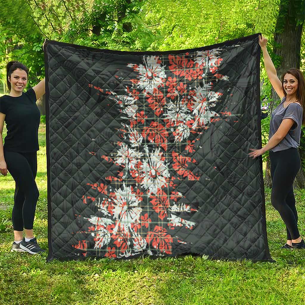 Hawaii Tartan With Hibiscus Quilt Polynesian Pattern Vintage LT9 - Polynesian Pride