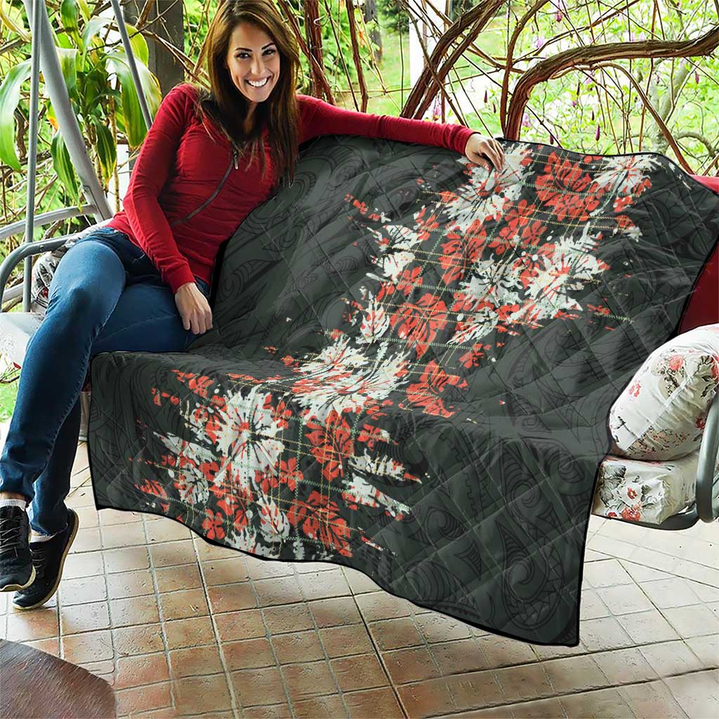Hawaii Tartan With Hibiscus Quilt Polynesian Pattern Vintage LT9 - Polynesian Pride