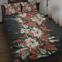 Hawaii Tartan With Hibiscus Quilt Bed Set Polynesian Pattern Vintage