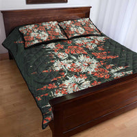 Hawaii Tartan With Hibiscus Quilt Bed Set Polynesian Pattern Vintage