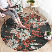 Hawaii Tartan With Hibiscus Round Carpet Polynesian Pattern Vintage LT9 - Polynesian Pride