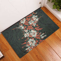 Hawaii Tartan With Hibiscus Rubber Doormat Polynesian Pattern Vintage LT9 - Polynesian Pride