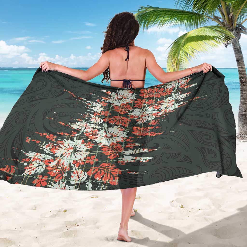 Hawaii Tartan With Hibiscus Sarong Polynesian Pattern Vintage LT9 - Polynesian Pride