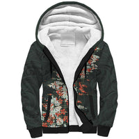 Hawaii Tartan With Hibiscus Sherpa Hoodie Polynesian Pattern Vintage LT9 Unisex Dark Green - Polynesian Pride