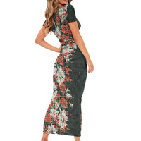 Hawaii Tartan With Hibiscus Short Sleeve Bodycon Dress Polynesian Pattern Vintage LT9 - Polynesian Pride