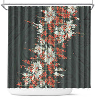 Hawaii Tartan With Hibiscus Shower Curtain Polynesian Pattern Vintage LT9 Dark Green - Polynesian Pride