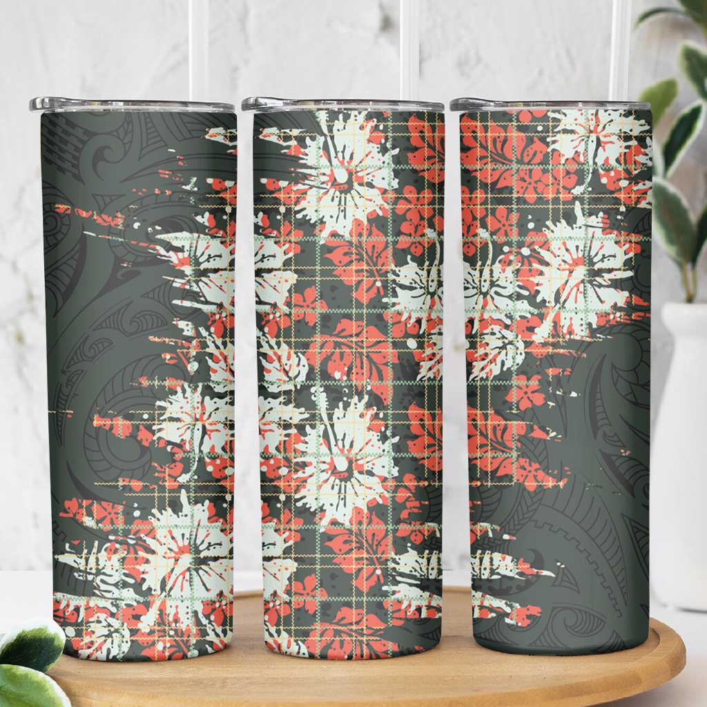 Hawaii Tartan With Hibiscus Skinny Tumbler Polynesian Pattern Vintage LT9 - Polynesian Pride