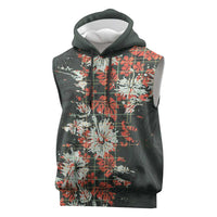 Hawaii Tartan With Hibiscus Sleeveless Hoodie Polynesian Pattern Vintage LT9 Dark Green - Polynesian Pride
