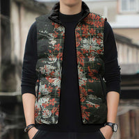 Hawaii Tartan With Hibiscus Sleeveless Puffer Jacket Polynesian Pattern Vintage LT9 - Polynesian Pride