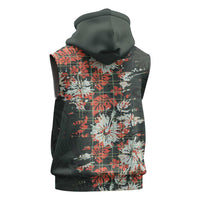 Hawaii Tartan With Hibiscus Sleeveless Zip Hoodie Polynesian Pattern Vintage LT9 - Polynesian Pride