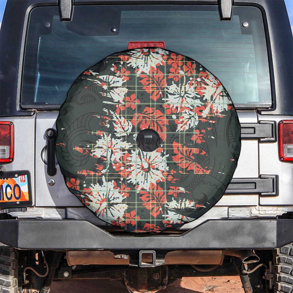 Hawaii Tartan With Hibiscus Spare Tire Cover Polynesian Pattern Vintage