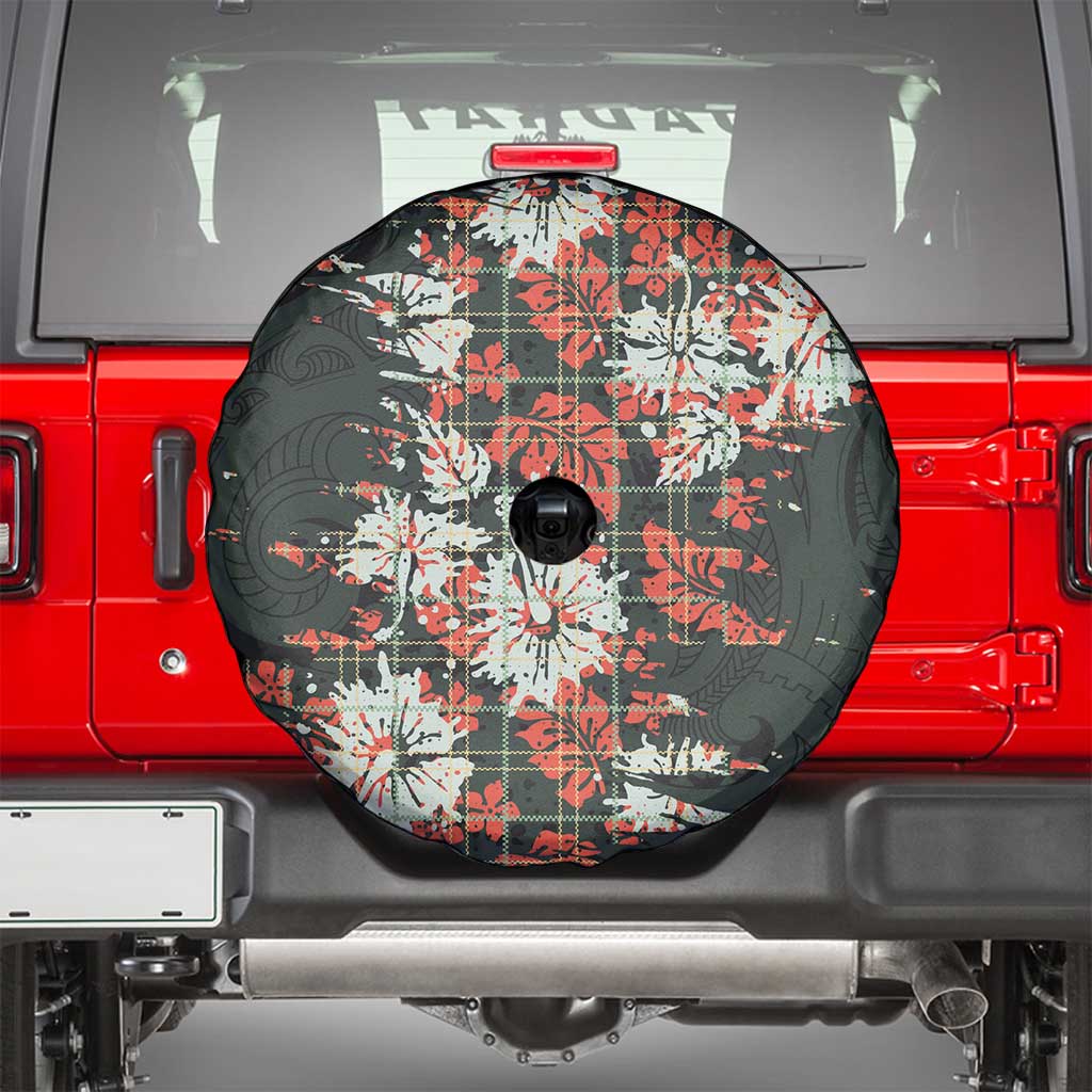 Hawaii Tartan With Hibiscus Spare Tire Cover Polynesian Pattern Vintage