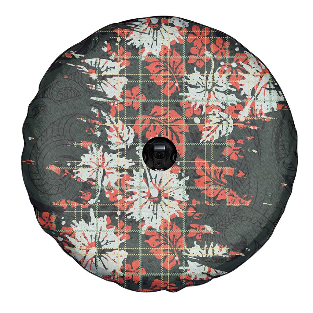 Hawaii Tartan With Hibiscus Spare Tire Cover Polynesian Pattern Vintage