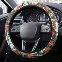 Hawaii Tartan With Hibiscus Steering Wheel Cover Polynesian Pattern Vintage